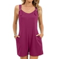 thumbnail image 1 of WMTBSRSW Jumpsuits for Women Summer V Back Short Overalls Casual Sleeveless Adjustable Loose Rompers with Pockets Wine Large, 1 of 7