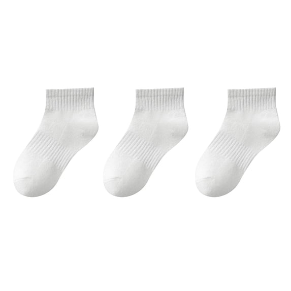 WMTBSRSW Kids Cotton Crew Socks 3 Pairs Classic Cotton Socks for Boys & Girls Moisture-Wicking Anti-Odor Sports Socks Solid Color 3-12 Years