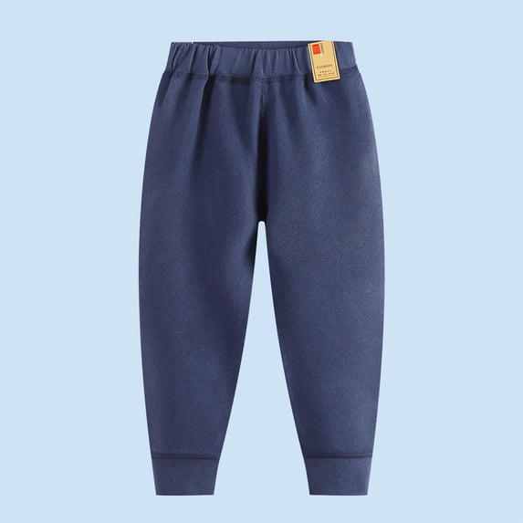 WMTBSRSW Kids Fleece Lined Jogger Pants Thermal High Elastic Waisted Lounge Trousers Solid Color Comfy Winter Warm Sweatpants Navy 9-10Years