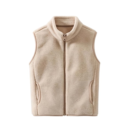WMTBSRSW Kids Fleece Vest Stand Collar Zip Up Sleeveless Jackets Lightweight Warm Waistcoat with Pockets for Boys Girls 3-15 Years