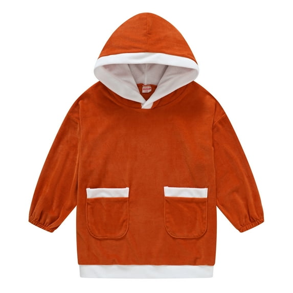 WMTBSRSW Kids Oversized Hoodies Boys Girls Fleece Hooded Jacket Patchwork Blanket Sweatshirt Toddler Child Pullover Sweathishirt with Pockets