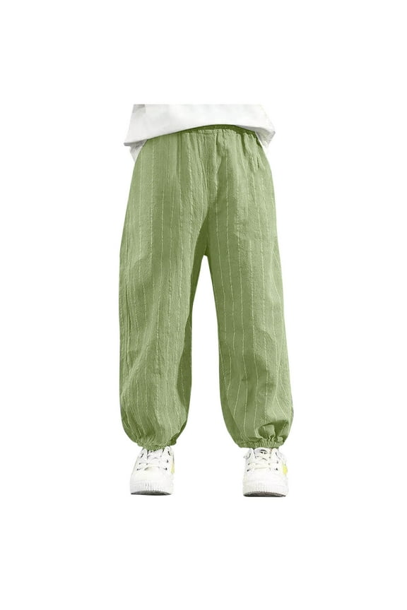 Kids Striped Lounge Joggers Lightweight Summer Mosquito Proof Baggy Pants Boys Girls Loose Casual Sports Trousers 2-12 Years