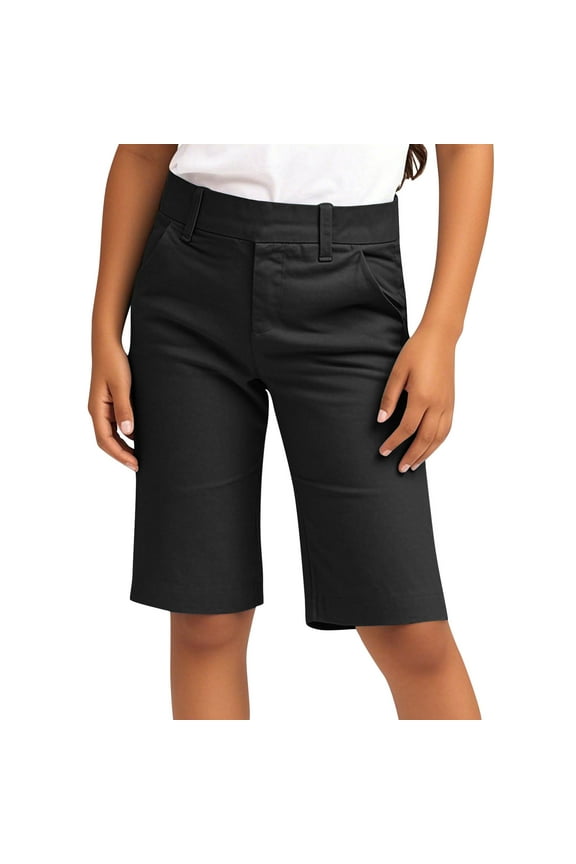 Kids Summer Bermuda Shorts Straight Leg Twill Dressy Shorts Stretchy Hiking Knee Length Shorts Lounge Short Pants with Pockets