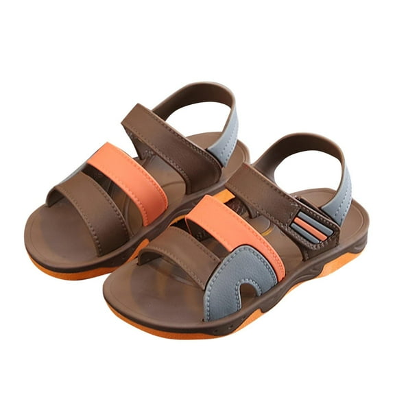 WMTBSRSW Kids Toddler Patchwork Sandals Boys Girls Cork Footbed Sandal Comfort Buckle Slip On Slippers with Adjustable Strap