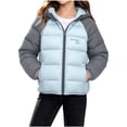 thumbnail image 1 of WMTBSRSW Kids Winter Coat Boys Girls Color Block Zip up Puffer Quilted Hooded Jackets Thermal Long Sleeve Windbreaker Outwear with Pockets, 1 of 7
