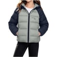 thumbnail image 1 of WMTBSRSW Kids Winter Coat Boys Girls Color Block Zip up Puffer Quilted Hooded Jackets Thermal Long Sleeve Windbreaker Outwear with Pockets, 1 of 7