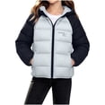 thumbnail image 1 of WMTBSRSW Kids Winter Coat Boys Girls Color Block Zip up Puffer Quilted Hooded Jackets Thermal Long Sleeve Windbreaker Outwear with Pockets, 1 of 7