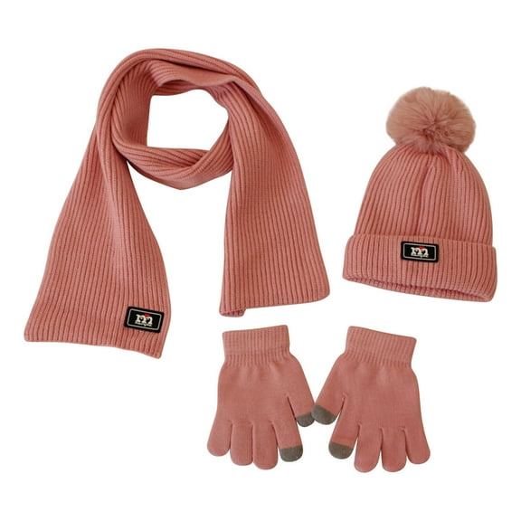 WMTBSRSW Kids Winter Hat Scarf Gloves Set Boys Girls Toddler Children Pom Knit Beanie Neck Warmer Gaiter Mittens Winter 3 Piece Set