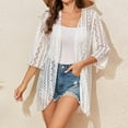 thumbnail image 1 of WMTBSRSW Kimonos for Women Boho 2025 Bathing Suit Cover Up Cut Out Swimsuit CoverUps Beach 3/4 Sleeve Lace Kimono Summer Cardigan One Size, 1 of 4