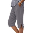 thumbnail image 1 of WMTBSRSW Linen Capris for Women Comfy Knee Legnth Bermuda Shorts with Pockets Summer Elastic Waisted Straight Leg Lounging Pants Travel Work Lounging Clothing Navy XX-Large, 1 of 6