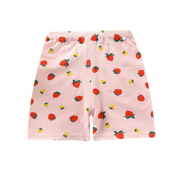 WMTBSRSW Little Girls Summer Beach Shorts Casual Elastic Waisted Sports Shorts Kids Boys Girls Cute Print Bottom Shorts (Strawberry 1-7 Years)
