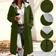 thumbnail image 1 of WMTBSRSW Long Cardigan Coats for Women Fashion Button Down Hooded Jackets Winter Warm Outwear with Pockets Army Green X-Large, 1 of 8