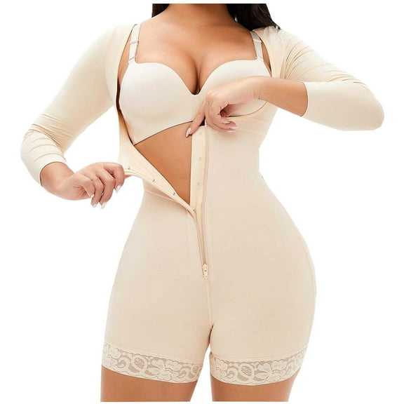WMTBSRSW Long Sleeve Shapewear for Women Tummy Control Open Bust Corset Shapewear with Zipper Plus Size Thigh Slimmer Body Shaper
