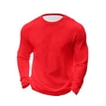 thumbnail image 1 of WMTBSRSW Long Sleeve Shirts for Men S-5XL Breathable Waffle Crewneck Summer Tops Strechy Athletic Workout Running Gym Tee Regular and Plus Size Red 4X-Large, 1 of 5