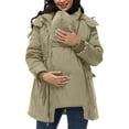 thumbnail image 1 of WMTBSRSW Maternity 3 in 1 Winter Coat Mom Friendly Quilted Hooded Jackets Thicken Warm Outwear Puffer Down Coat Parka with Pockets Beige X-Large, 1 of 7