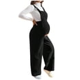 thumbnail image 1 of WMTBSRSW Maternity Corduroy Jumpsuit Adjustable Strap Sleeveless Wide Leg Overalls Pregnancy Nursing Jumpsuits One Piece Romper Black XL, 1 of 7