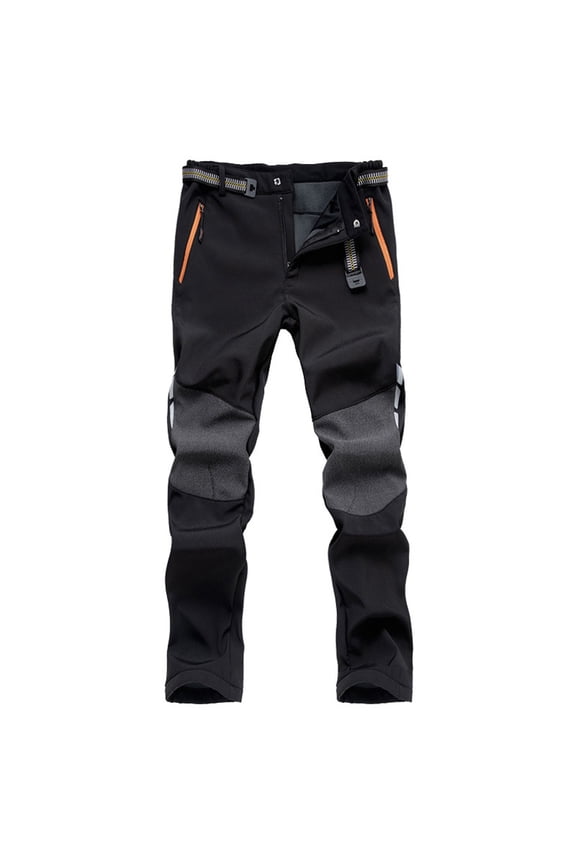 Men Fleece Lined Tactical Pants Water Resistant Winderproof Cargo Pants Outdoor Lightweight Work Hiking Pants with Zipper Pockets
