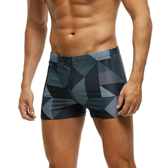 WMTBSRSW Men's Athletic Swim Trunks Block Color Elastic Waisted Beach Shorts Stretch Boxer Brief Quick Dry Bathing Suit Square Leg Board Short