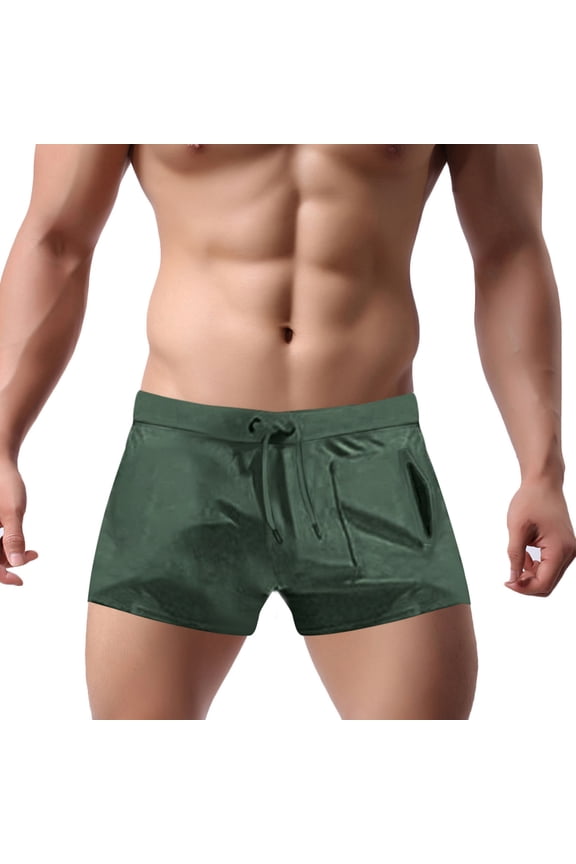 Men's Athletic Swim Trunks Lightweight Drawstring Beach Shorts Quick Dry Jammers Swimsuit Solid Bathing Suit Strentchy Board Shorts