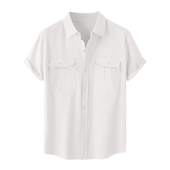 WMTBSRSW Men's Button Down Shirts Solid Color Short Sleeve Casual Shirts Summer Beach Shirts Lightweight Vacation Shirts with Pocket