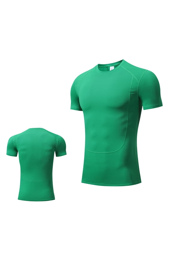Men's Compression Fitness Shirt Seamless Quick-Dry Slim Fit Workout Top Lightweight Stretchy Crewneck Running Active T Shirts