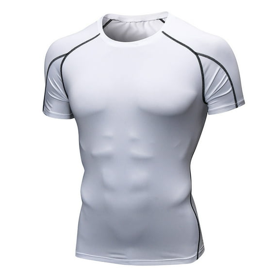 WMTBSRSW Men's Workout Shirt Moisture Wicking Quick Dry Fitness Top Stretchy Athletic Tee for Yoga Running Workout