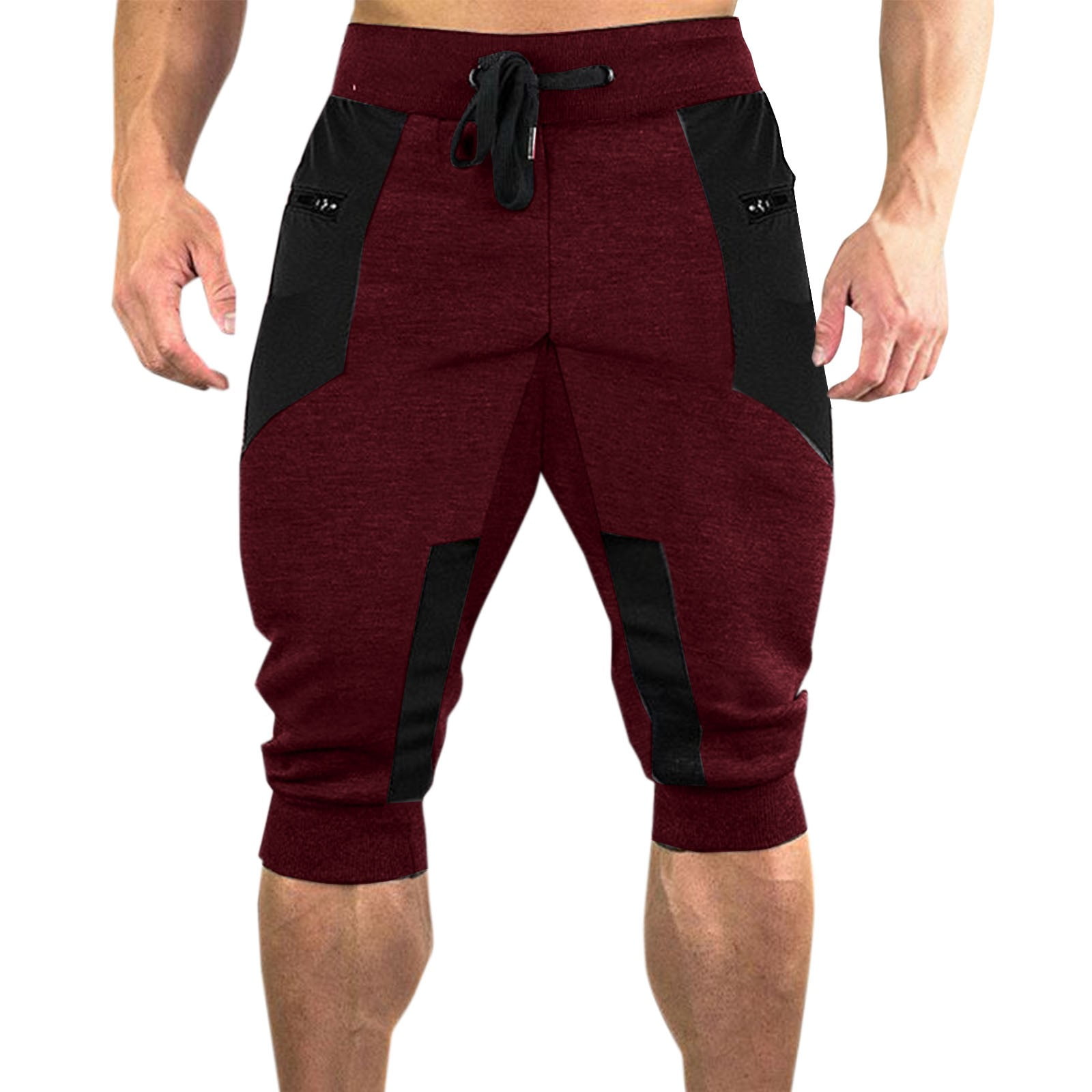 パンツ REMAKE SWEATS DOUBLE KNEE SHORTS XUETON Mens Capri Jogger 3/4 Below Knee Workout Running