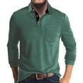 thumbnail image 1 of WMTBSRSW Men's Henley Long Sleeve Shirts Casual Button Lapel T-Shirt Pullover Solid Casual Basic Tees with Pocket Army Green XL, 1 of 7
