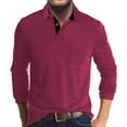 thumbnail image 1 of WMTBSRSW Men's Henley Long Sleeve Shirts Casual Button Lapel T-Shirt Pullover Solid Casual Basic Tees with Pocket Hot Pink S, 1 of 6