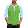 thumbnail image 1 of WMTBSRSW Men's Henley Shirt Fall Crewneck Color Block Slim Fit Long Sleeve T Shirts Basic Lightweight Button Up Tees Plus Size Tops M-5XL, 1 of 6