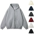 thumbnail image 1 of WMTBSRSW Men's Lightweight Fall Zip up Jackets Solid Basic Oversized Hoodies Loose Casual Drop Shoulder Hoodie Sweatshirt with Pockets Big and Tall Beige Large, 1 of 3