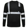 thumbnail image 1 of WMTBSRSW Men's Long Sleeve Shirts Hi Vis Safety Shirts Breathable Reflective Striped Work Shirts Patchwork Pullover Tops Black XXL, 1 of 3