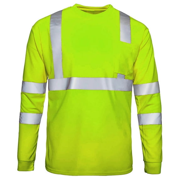 WMTBSRSW Men's Long Sleeve Shirts Hi Vis Safety Shirts Breathable Reflective Striped Work Shirts Patchwork Pullover Tops Green XXL