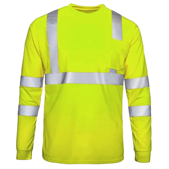 WMTBSRSW Men's Long Sleeve Shirts Hi Vis Safety Shirts Breathable Reflective Striped Work Shirts Patchwork Pullover Tops Yellow XXXL