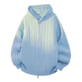 thumbnail image 1 of WMTBSRSW Men's Oversized Cardigan Jackets with Hood Fashion Texture Zip up Sweater Jackets Loose Casual Stretchy Long Sleeve Knit Outwear with Pockets Sky Blue L, 1 of 8