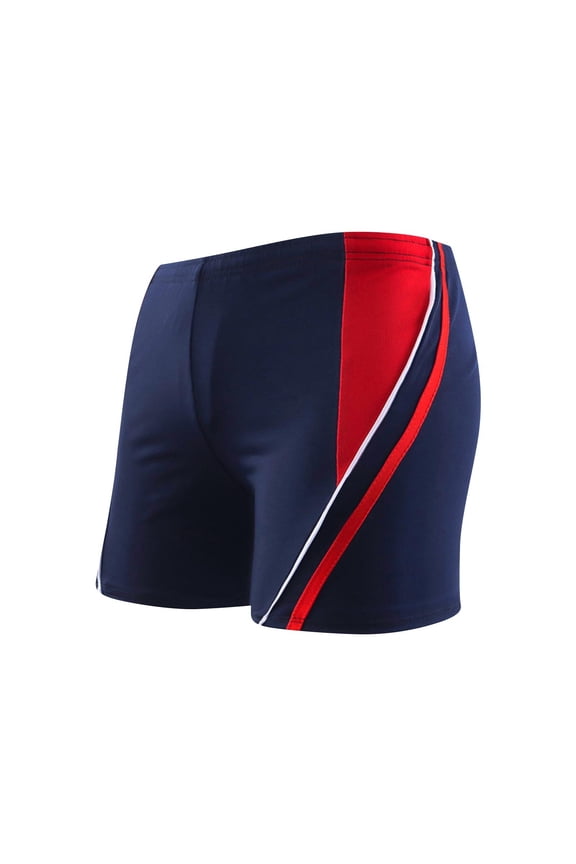 Men's Patchwork Athletic Swim Jammers Quick Dry Square Leg Swim Briefs Competitive Swimsuit Trunks