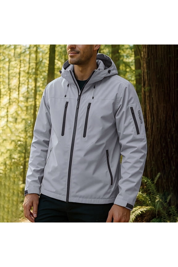 Men's Plus Size S-4XL Rain Jacket Waterproof Winterbreaker with Hood Lightweight Full Zip up Rain Coat for Hiking Golf Running Gray XXXXL