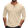 thumbnail image 1 of WMTBSRSW Men's Plus Size Tops Basic Henley Shirts Casual 3 Button Long Sleeve Shirts Lightweight Solid Crewneck T Shirts, 1 of 6