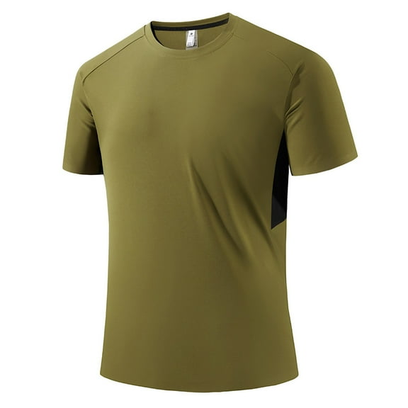 WMTBSRSW Men's Quick-Dry T-Shirt Plus Size (M-5XL ) Solid Color Short Sleeve Workout Top Seamless Lightweight Cooling Breathable Casual Shirt
