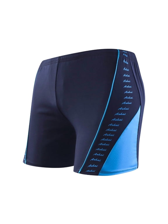 Men's Square Leg Athletic Swim Jammers Comfy Training Splice Team Swimsuit Bathing Suit Square Leg Board Short for Men