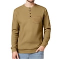 thumbnail image 1 of WMTBSRSW Men's Waffle Henley Shirts Long Sleeve Textured Crewneck T Shirt Casual 4 Button Tee Shirts Lightweight Spring Fall Pullover Tops, 1 of 7