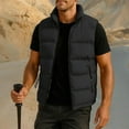 thumbnail image 1 of WMTBSRSW Men's Winter Warm Vest Lightweight Zip up Quilted Padded Vest Fashion Sleeveless Puffer Coat with Pockets Thermal Fleece Lined Casual Vest Black XL, 1 of 9