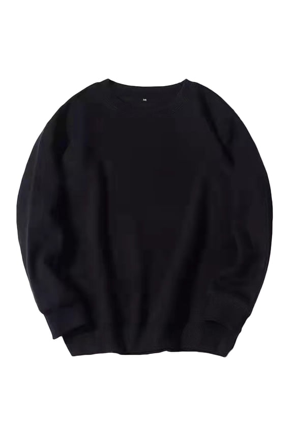 Mens Basic Crewneck Sweatshirts Solid Oversized Long Sleeve Pullover Tops Lightweight Fall Sweatshirt for Adult Under $10 Sweatshirt Black XX-Large