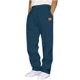 thumbnail image 1 of WMTBSRSW Mens Fall Winter Sweatpants Open Bottom Baggy Track Pants Straight Leg Fleece Loose Casual Gym Athletic Sweatpants with Pockets Navy2 Small, 1 of 3