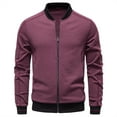 thumbnail image 1 of WMTBSRSW Mens Fashion Stand Collar Jackets Lightweight Slim Fit Ful Zip Coat Solid Casual Long Sleeve Outwear Wine X-Large, 1 of 4
