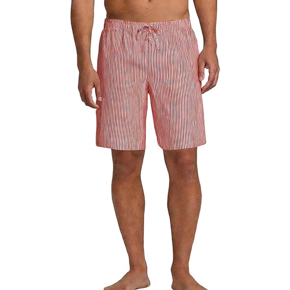 WMTBSRSW Mens Fashion Striped Shorts Summer Beach Vacation Shorts Lightweight Straight Leg Drawstring Shorts with Pockets Red X-Large
