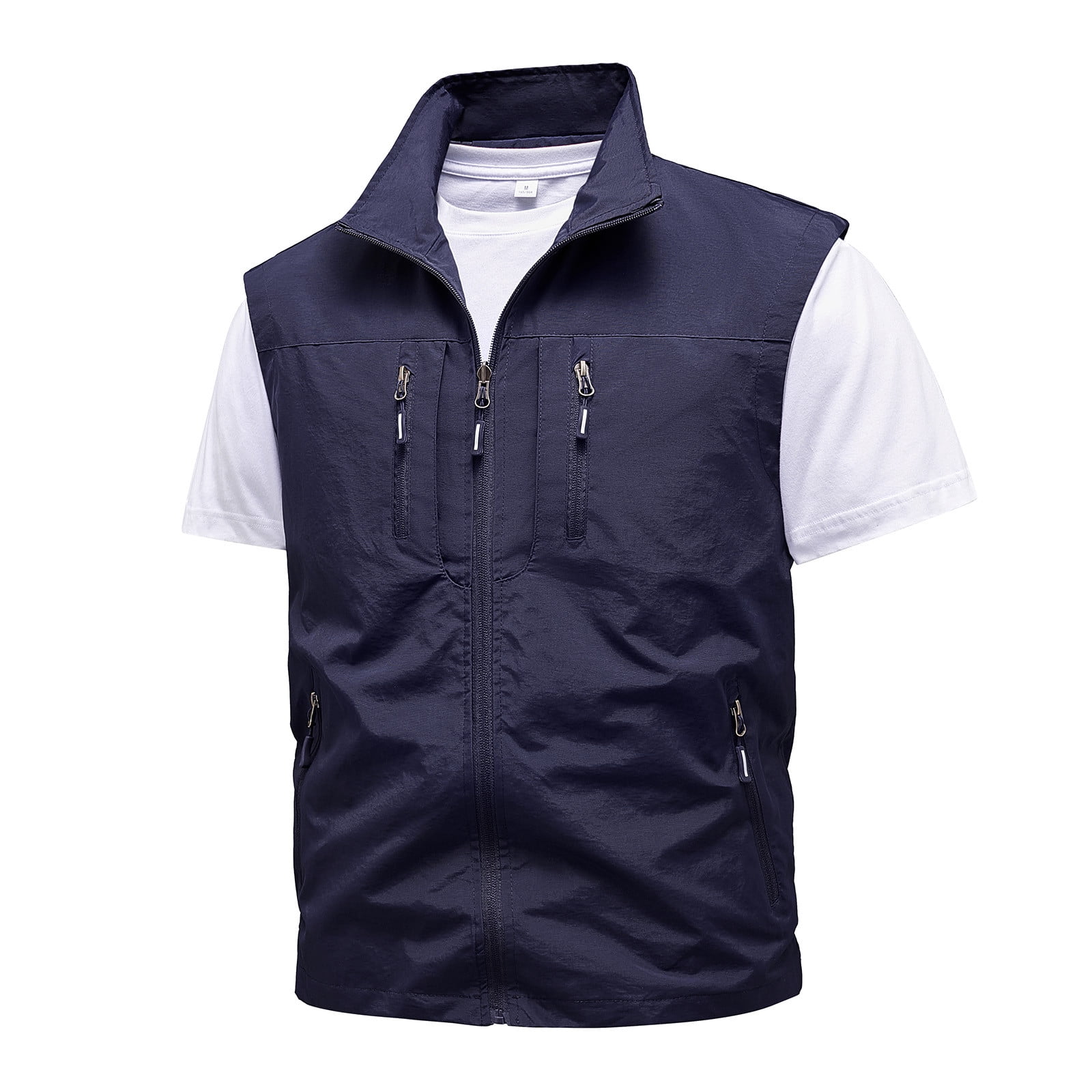 WMTBSRSW Mens Fishing Vest Windproof Lightweight Golf Vest Outerwear Softshell Sleeveless Jacket for Running Hiking Sports Vest With Pockets