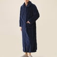 thumbnail image 1 of dazeni Mens Flannel Robes Full Length Fleece Zip up Bathrobe Texture Warm Fluffy Cozy Winter Housecoat Shower Spa Bathrobe with Pockets Navy Large, 1 of 4