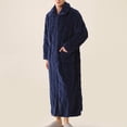thumbnail image 1 of dazeni Mens Flannel Robes Full Length Fleece Zip up Bathrobe Texture Warm Fluffy Cozy Winter Housecoat Shower Spa Bathrobe with Pockets Navy Medium, 1 of 4