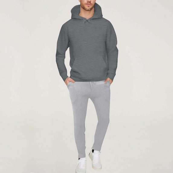WMTBSRSW Mens Oversized 2 Piece Sweatsuit Outfits Solid Casual Hoodie Sweatshirt and Drawstring Joggers Sweatpants Set Tracksuit with Pokcets Dark Gray XXXL